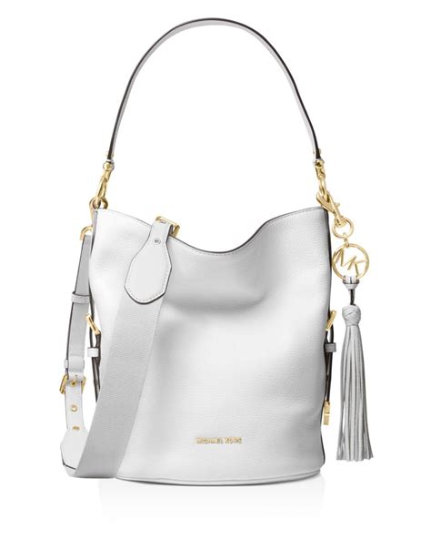 michael kors burlap and leather bucket bag navy and white|Leather Bucket Bag Michael Kors Handbags .